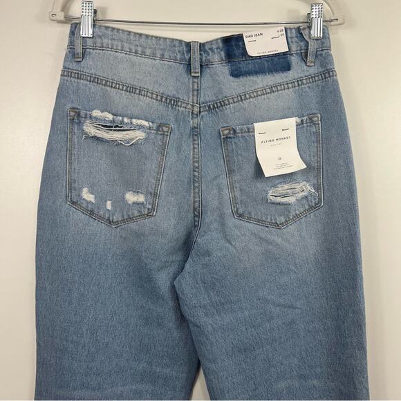 Flying Monkey New Age of Consent Dad Jeans Size 28 High Rise Distressed Raw Hem - Picture 7 of 14